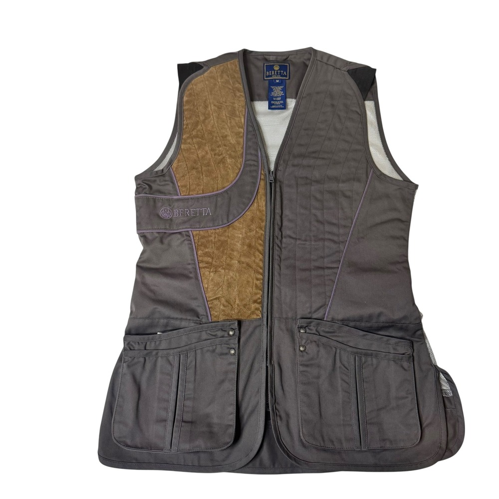 Beretta Silver Pigeon Shooting Vest Womans Medium Grey Tan Right Hand Recoil Pad - Picture 4 of 11